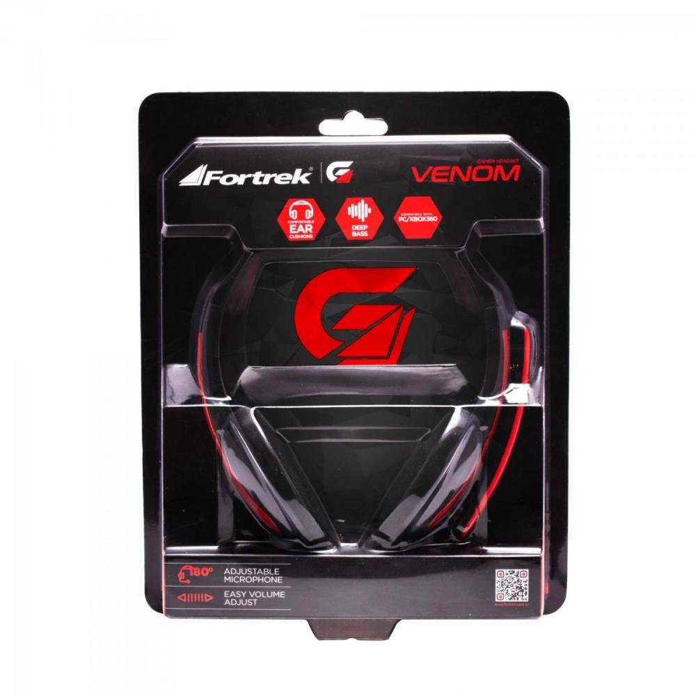 Headset Gamer PC/XBOX 360 SPIDER VENOM SHS-701 Preto/Vermelho FORTREK Un.Venda: PC/1