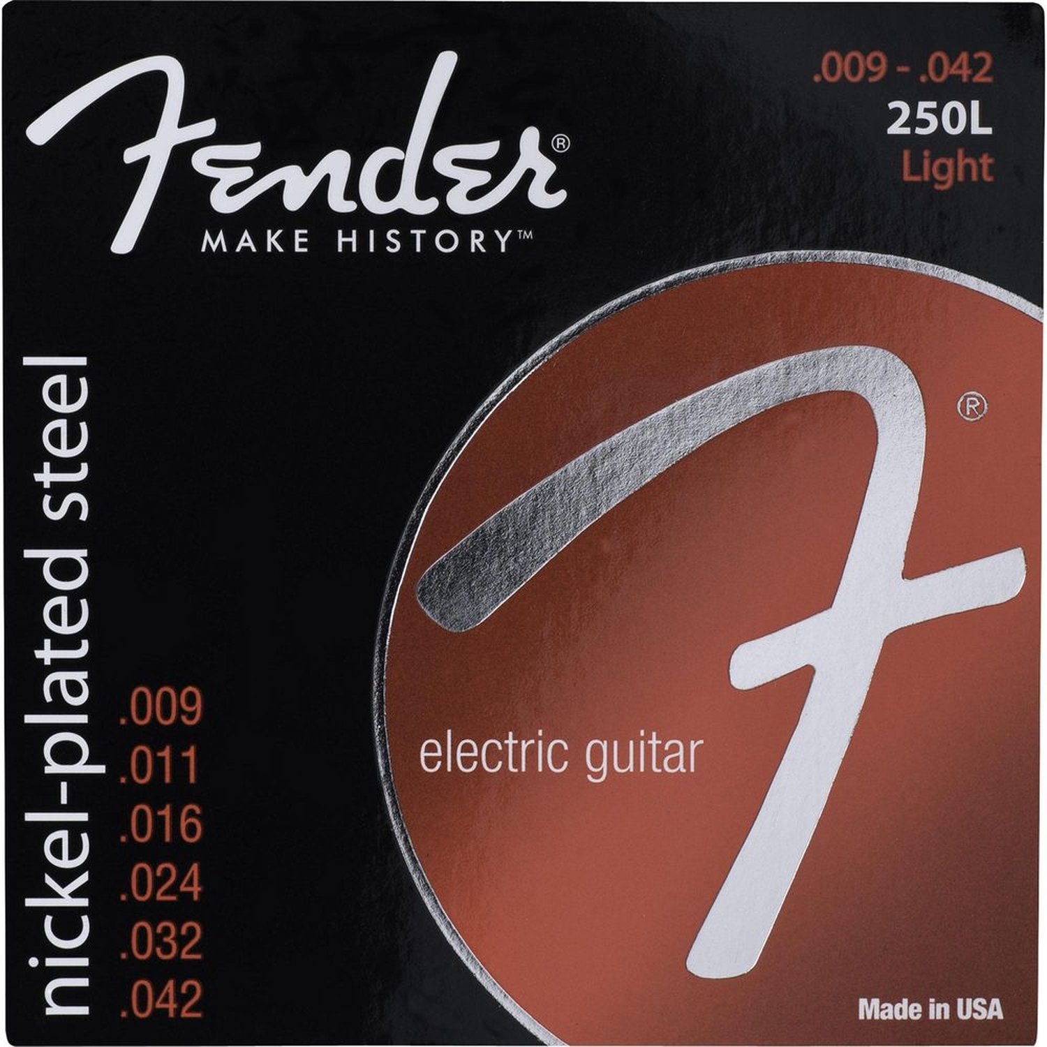 Encordoamento para Guitarra Aço .009 250L Niquelado FENDER Un.Venda: PC/1
