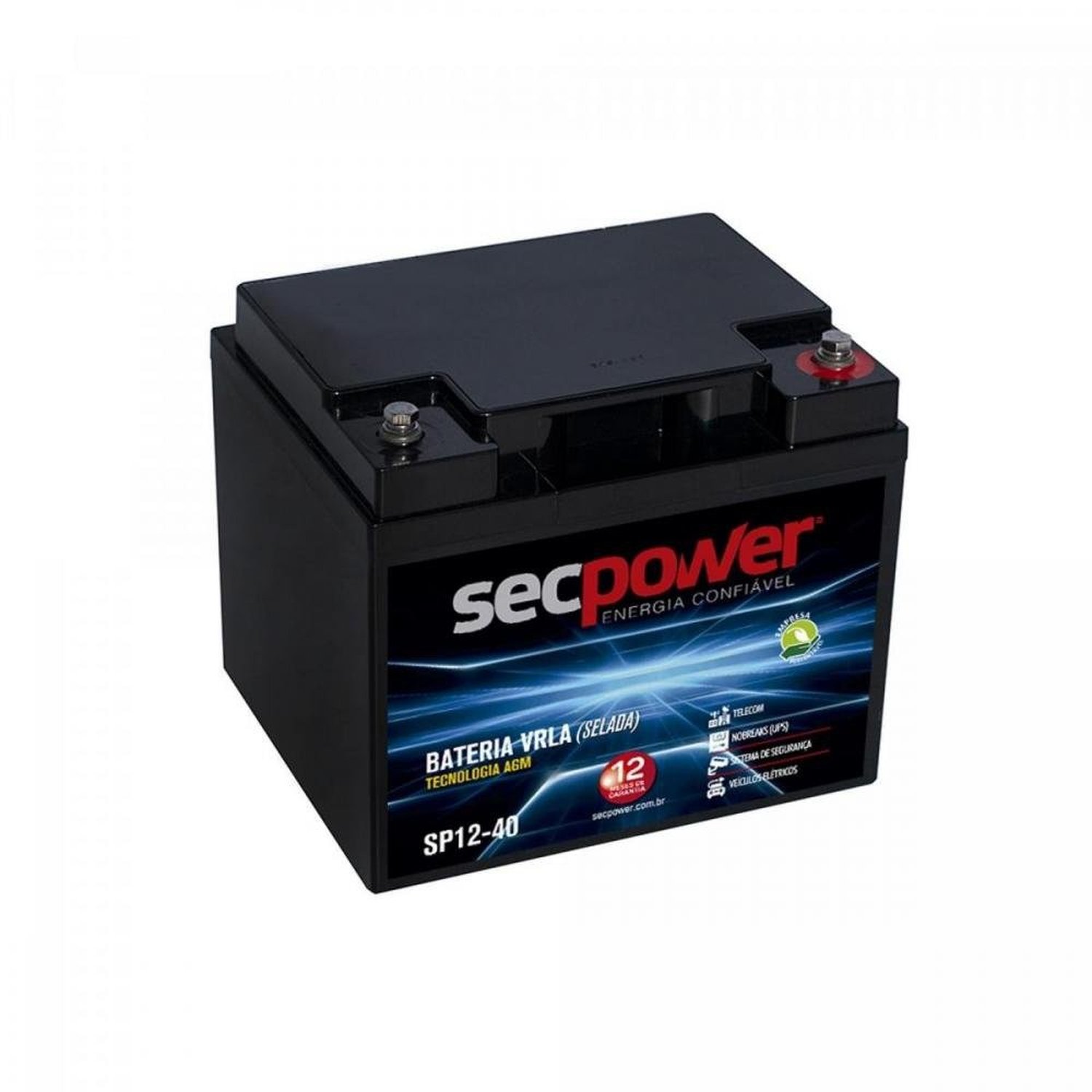 Bateria de Chumbo Ácida VRLA SP12-40 SECPOWER Un.Venda: PC/1