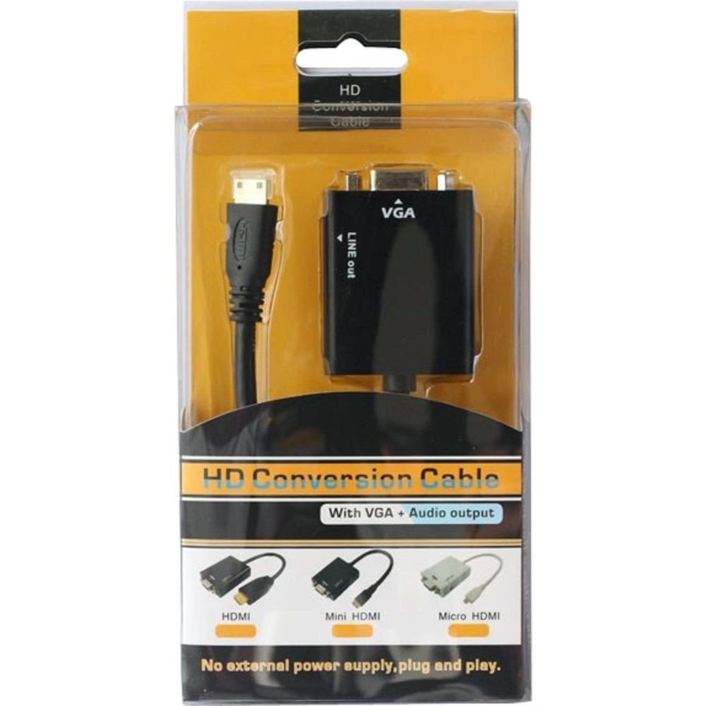 Conversor HDMI Para VGA de Áudio Cabo P2 CN1072 YUHUAN Un.Venda: PC/1