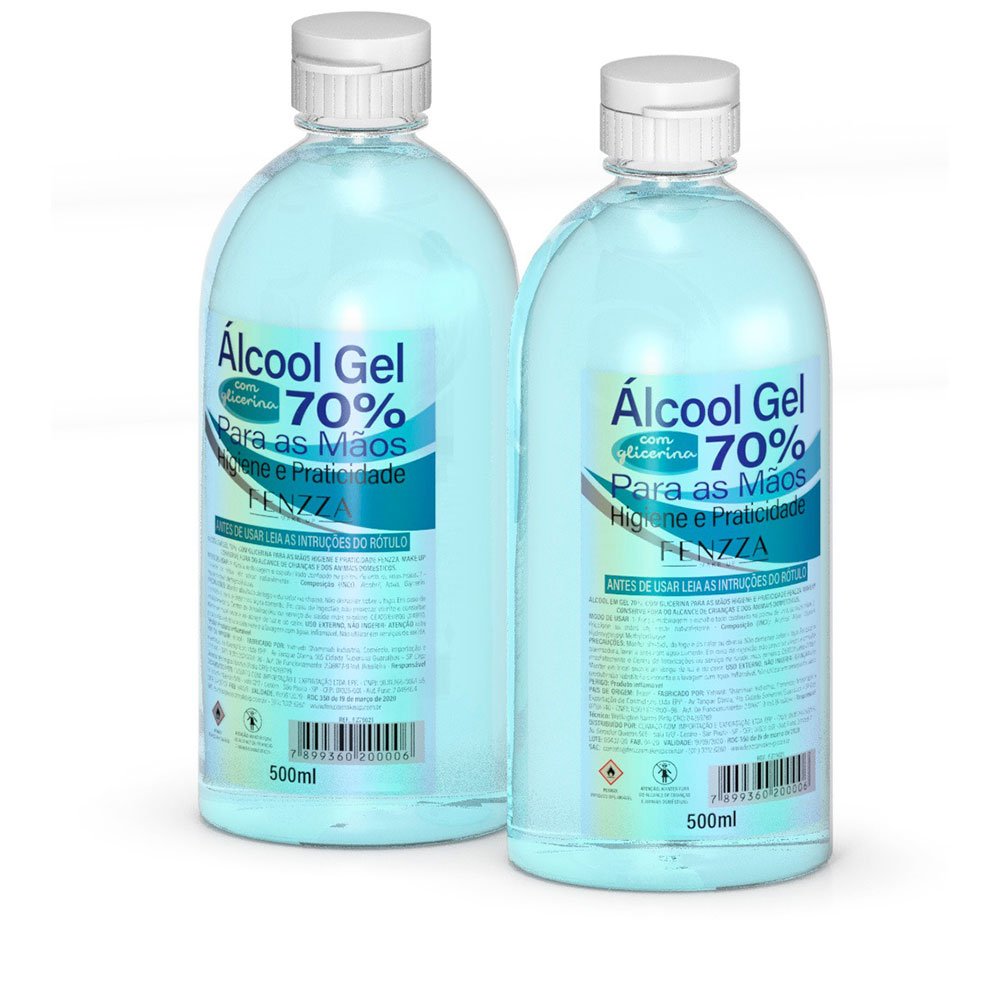 Alcool em Gel 70% 500ml c/ Glicerina Azul Fenzza