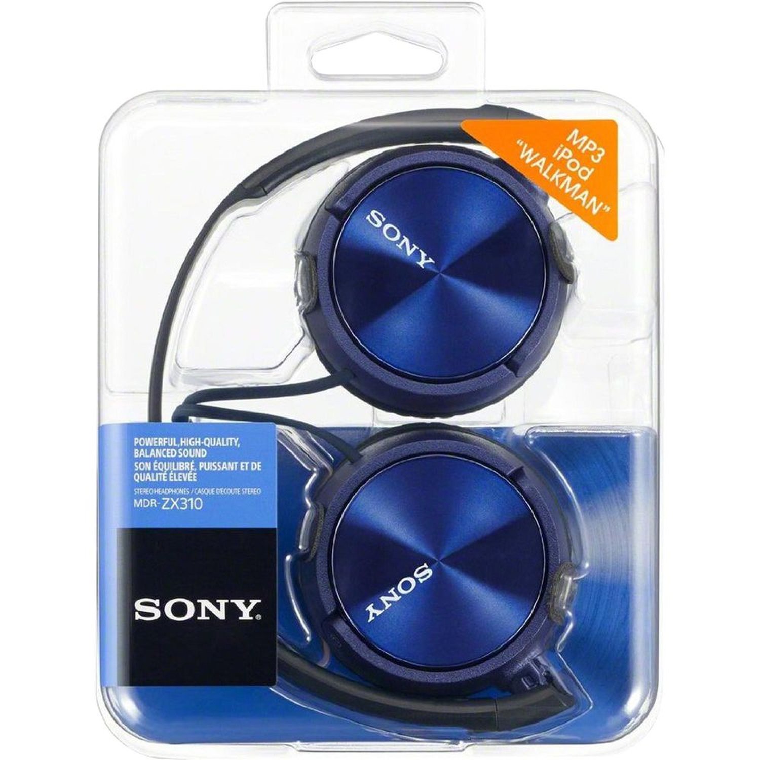 Fone de Ouvido com Microfone MDR-ZX310AP Preto/Azul SONY Un.Venda: PC/1