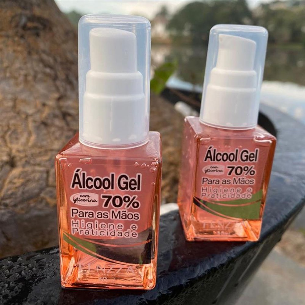 Kit 3 alcool gel 70º 30 ml com Glicerina Rosa Vidro