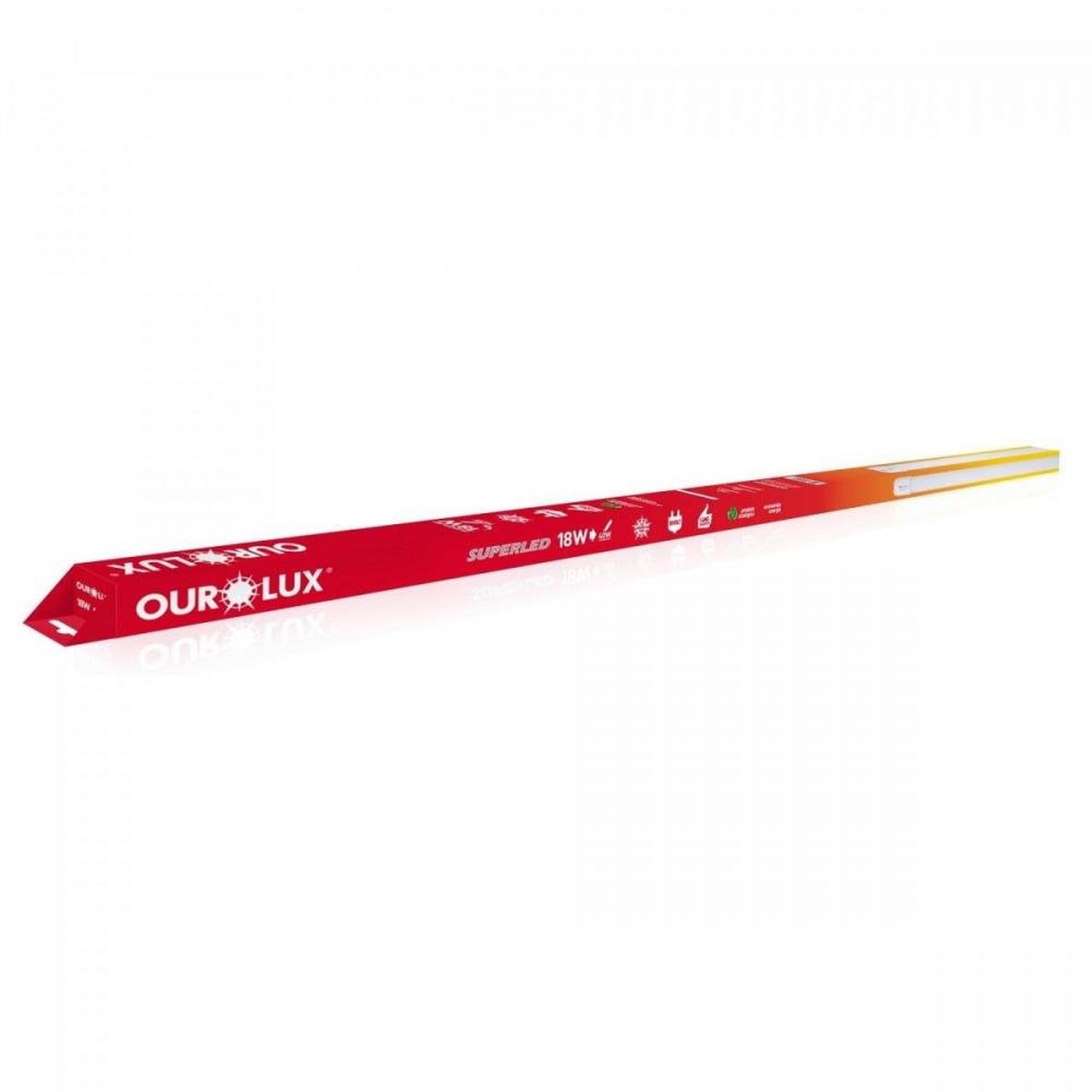 Lâmpada LED 18W Bivolt 6.500K Superled Tube T8 Glass Branca Fria OUROLUX Un.Venda: PC/1
