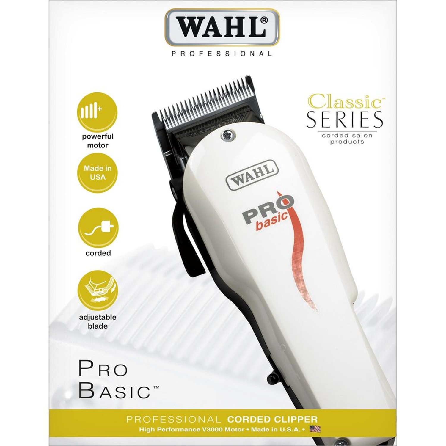 Máquina de Corte 220V PRO BASIC Branca WAHL Un.Venda: PC/1