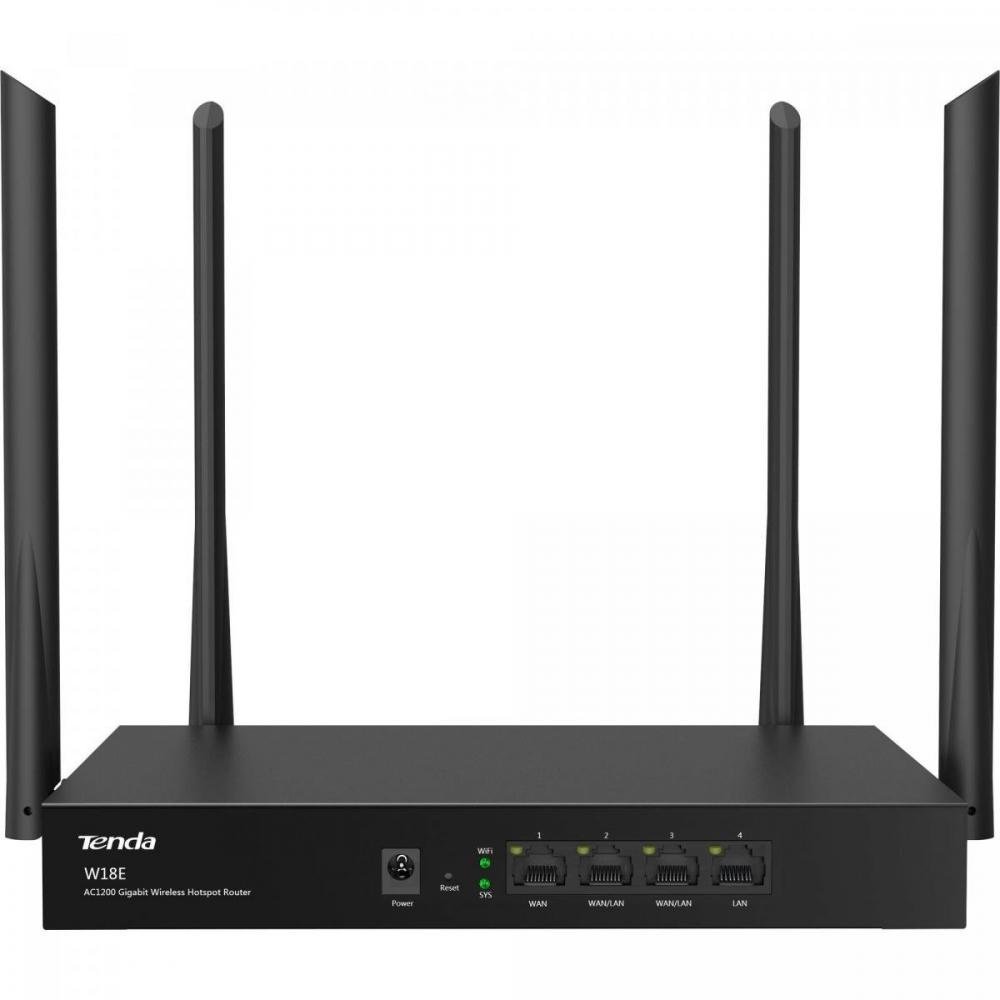 Roteador sem Fio para Hotspot Gigabit 1200Mbps Dual Band W18E Preto TENDA Un.Venda: PC/1