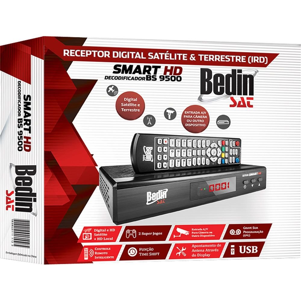 Receptor Anadigi e HD Satélite e Conversor Integrado BS9500 PT BEDINSAT Un.Venda: PC/1
