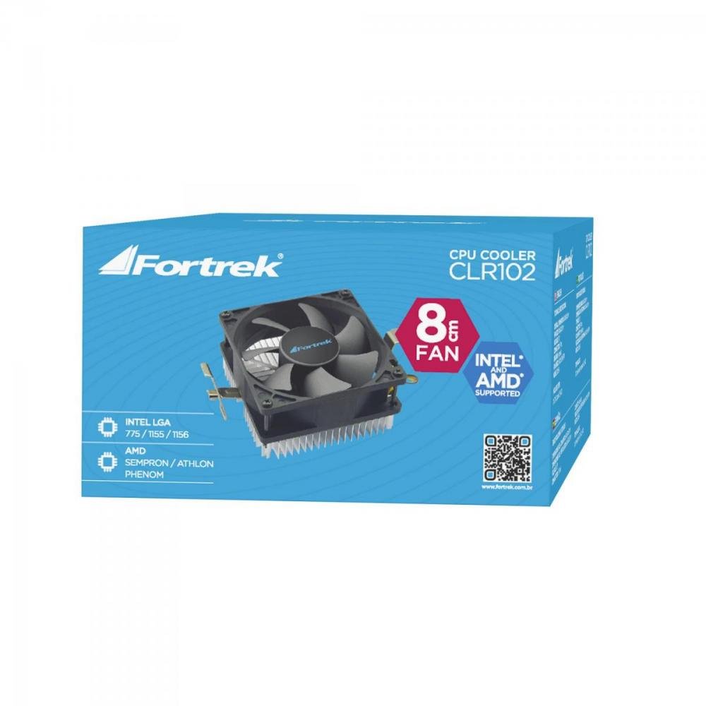 Cooler Para CPU 80x80x55mm CLR-102 FORTREK Un.Venda: PC/1