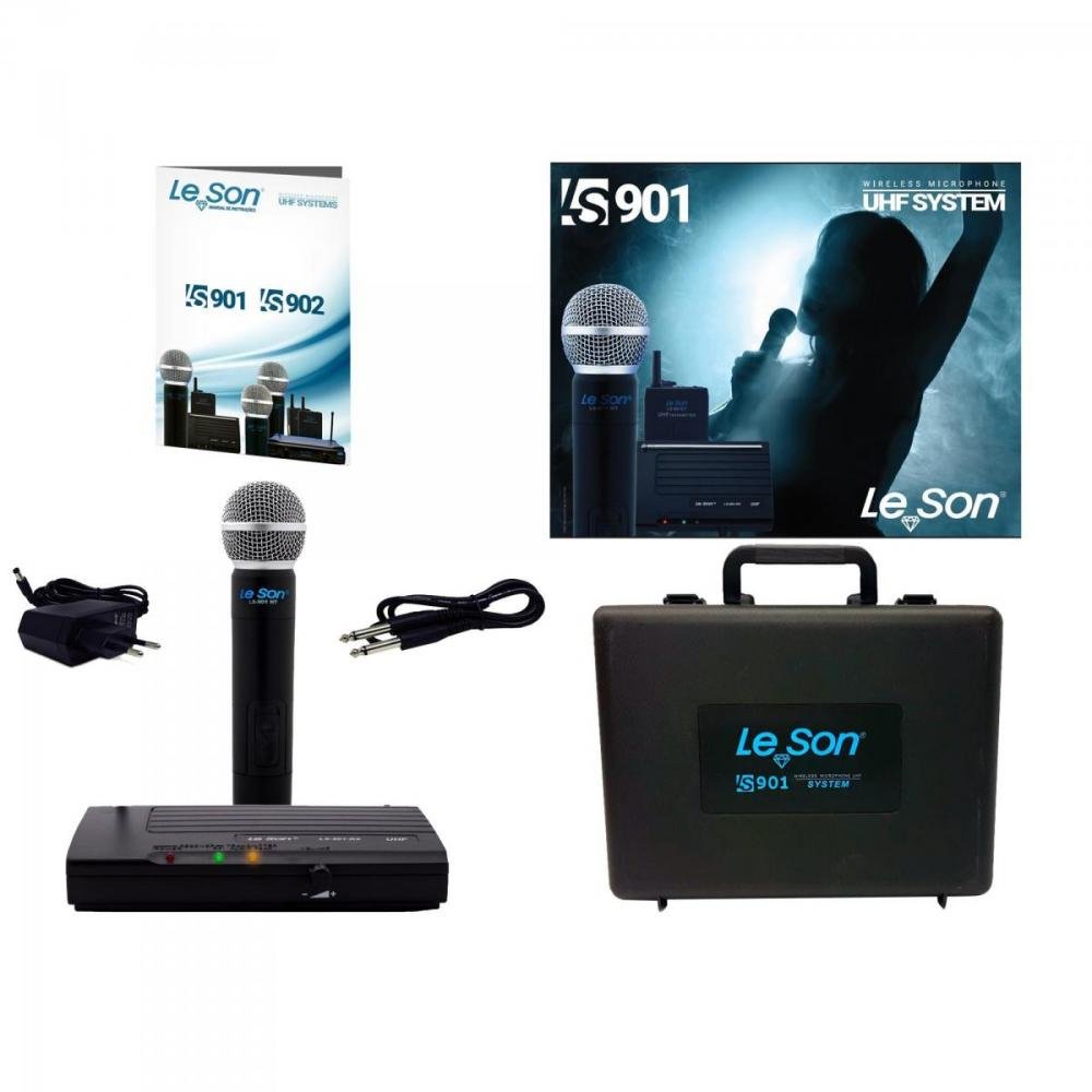 Microfone sem Fio fonte Bivolt LS901HT Preto Leson