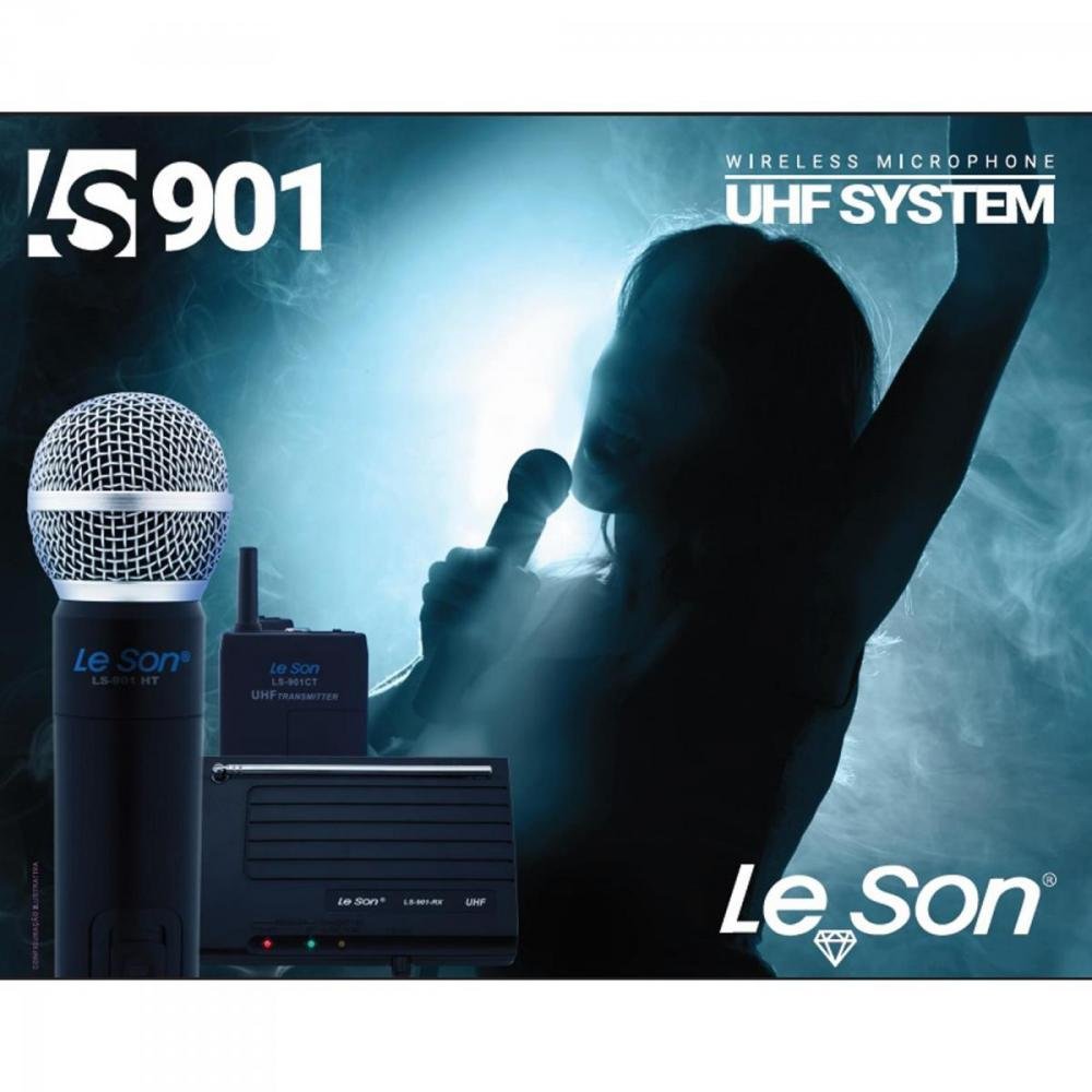 Microfone sem Fio fonte Bivolt LS901HT Preto Leson