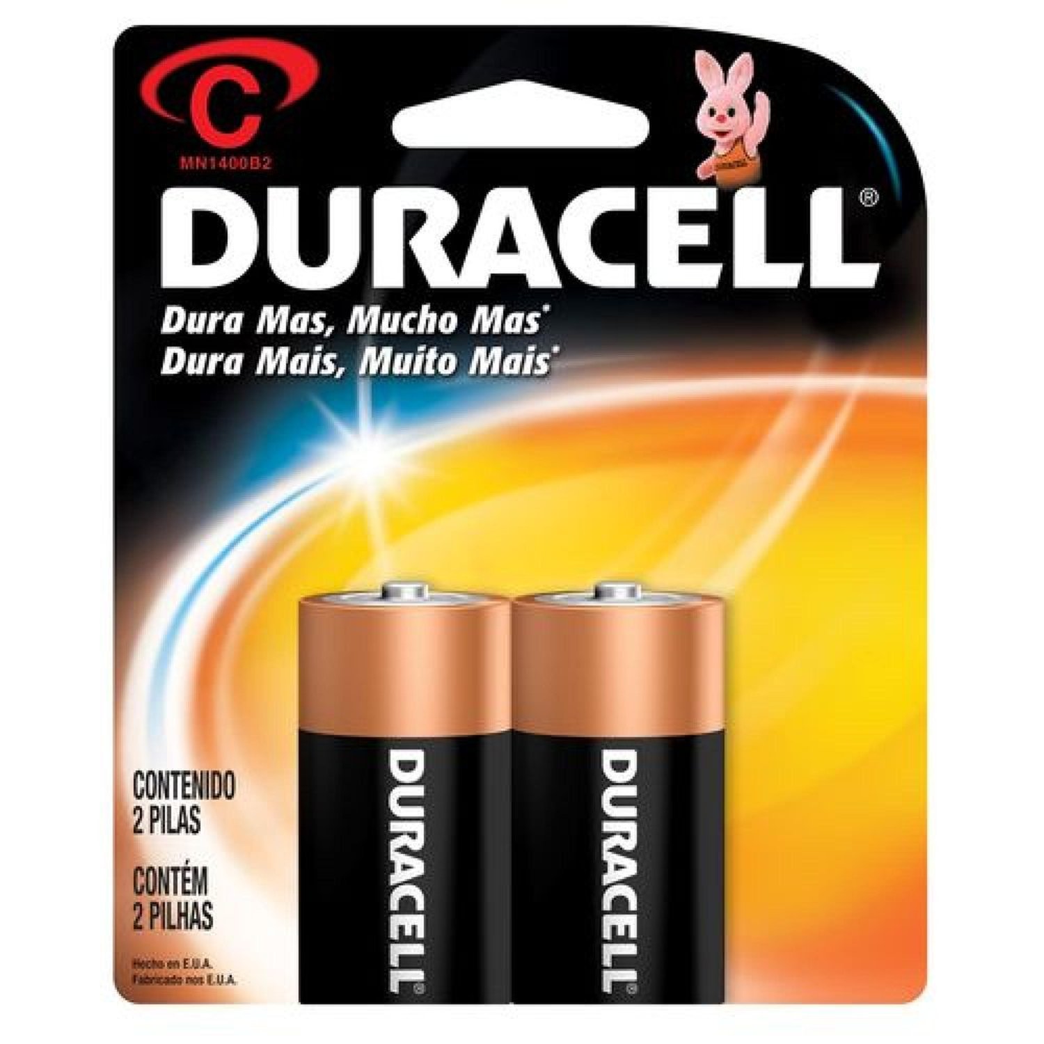 Pilha Alcalina C MN1400 (Caixa c/16 pilhas) (Cartela c/2 pilhas) DURACELL Un.Venda: CXF/16