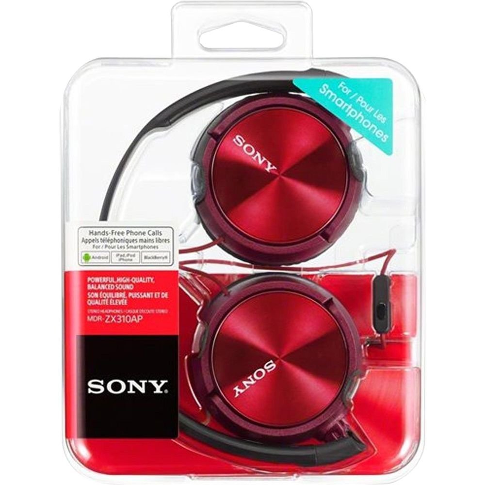 Fone de Ouvido com Microfone MDR-ZX310AP Preto/Vermelho SONY Un.Venda: PC/1