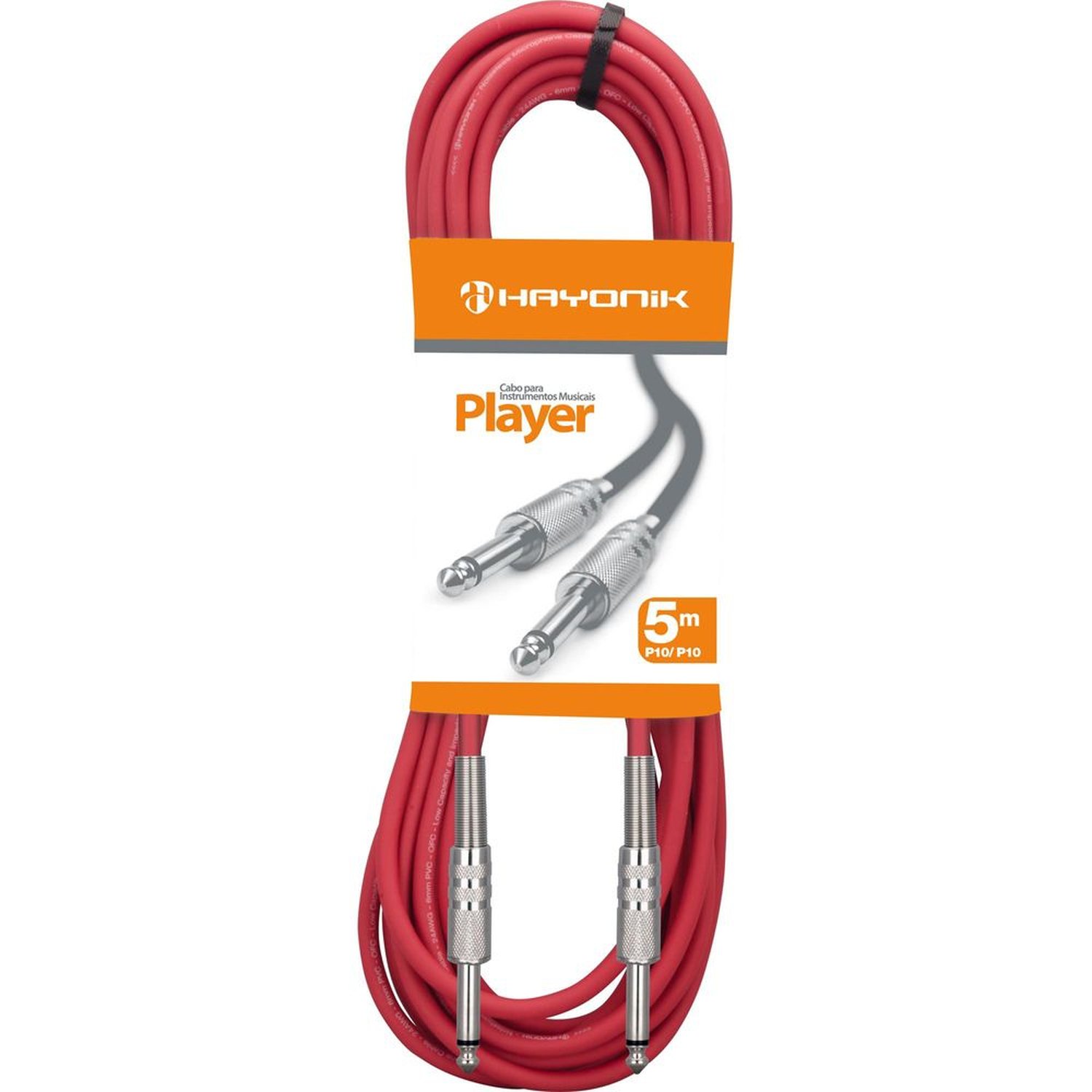 Cabo para Instrumentos P10 X P10 5m PLAYER Vermelho HAYONIK Un.Venda: PC/1