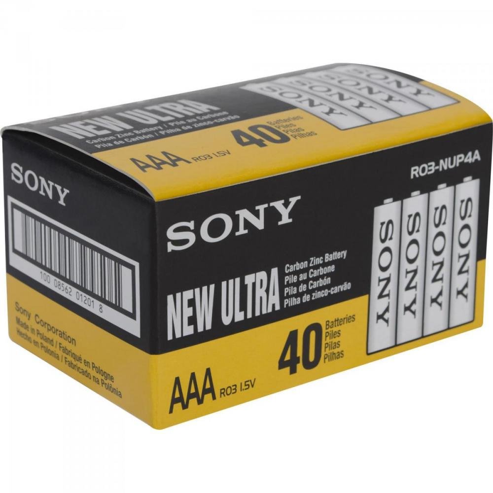 Pilha Zinco AAA R03-NUP4A/Z (Caixa c/40 pilhas)(Shrink c/4 pilhas) SONY Un.Venda: CXF/40