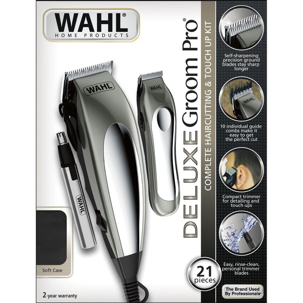 Máquina de Corte 127V DELUXE GROOM PRO Prata WAHL Un.Venda: PC/1