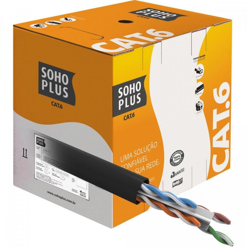 Cabo de Rede Preto CAT.6 CMX CX 305m Furukawa Sohoplus