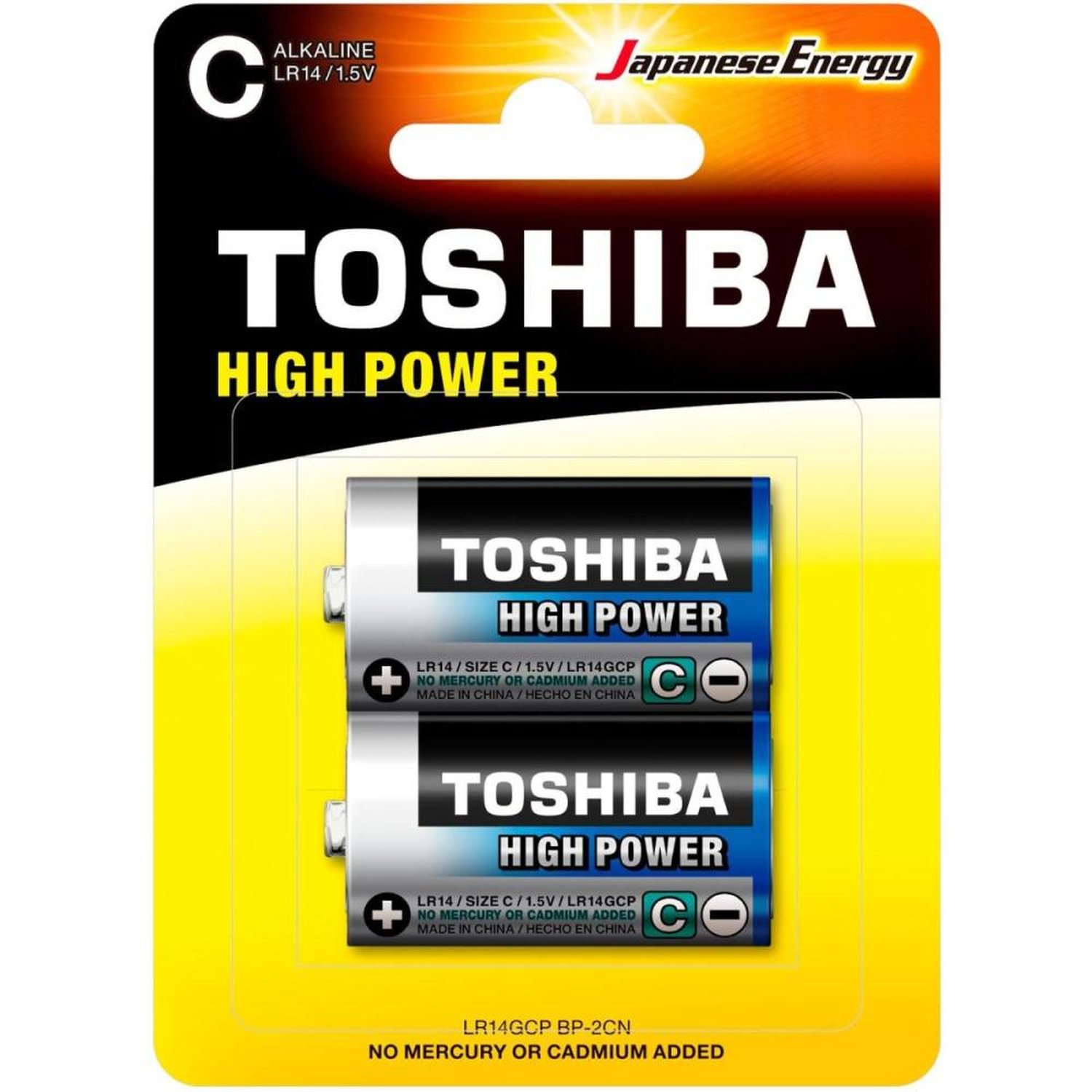 Pilha Alcalina C 1,5V LR14GCP (C/2 Pilhas) Toshiba Un.Venda: CAR/1