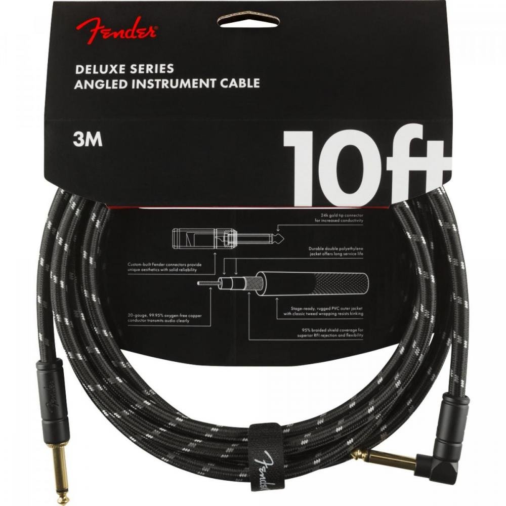 Cabo para Instrumentos P10 x P10 (90°) 3m DELUXE SERIES Preto Tweed FENDER Un.Venda: PC/1