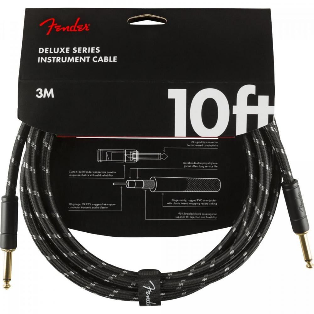 Cabo para Instrumentos P10 x P10 3m DELUXE SERIES Preto Tweed FENDER Un.Venda: PC/1