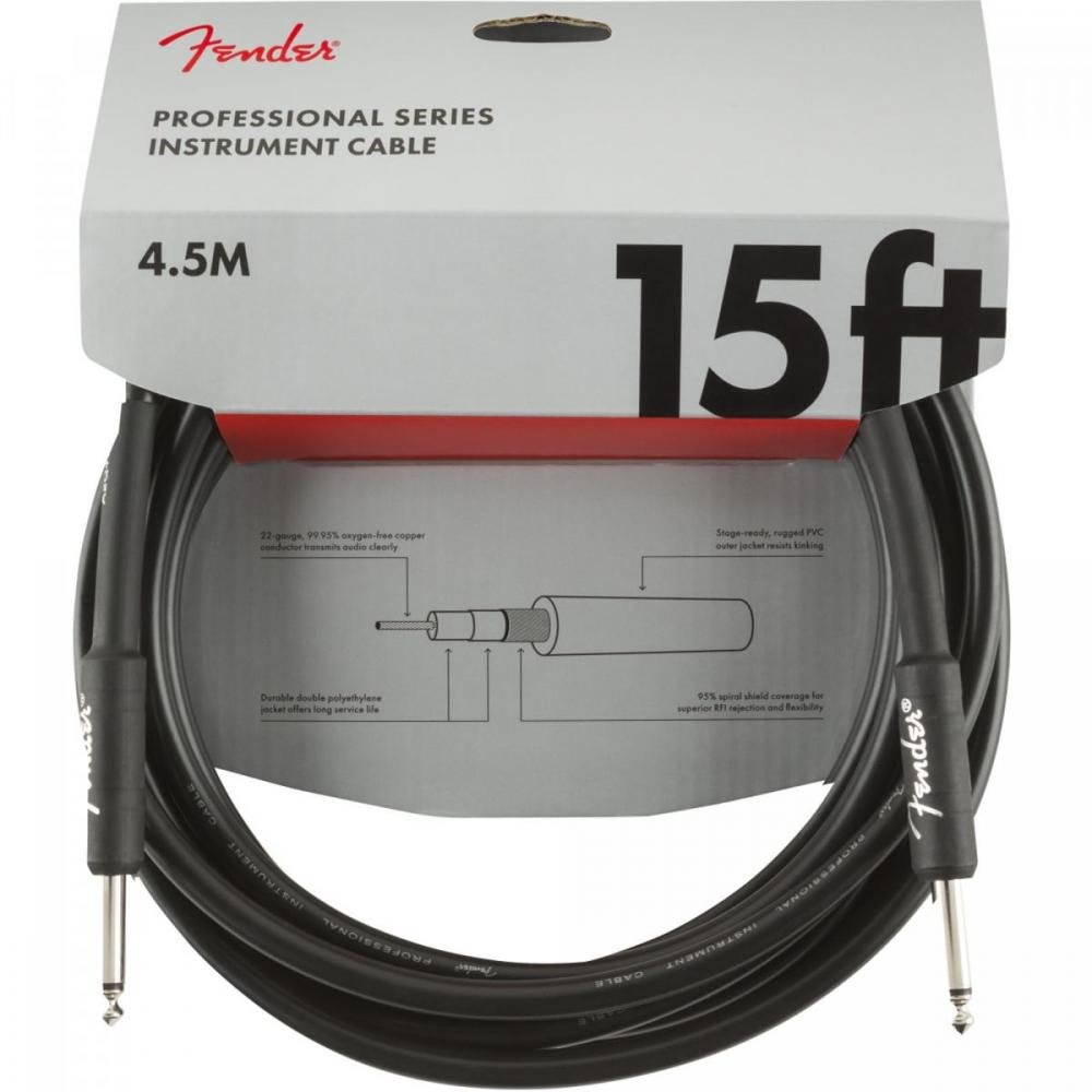 Cabo para Instrumentos P10 x P10 4,5m PROFESSIONAL SERIES Preto FENDER Un.Venda: PC/1