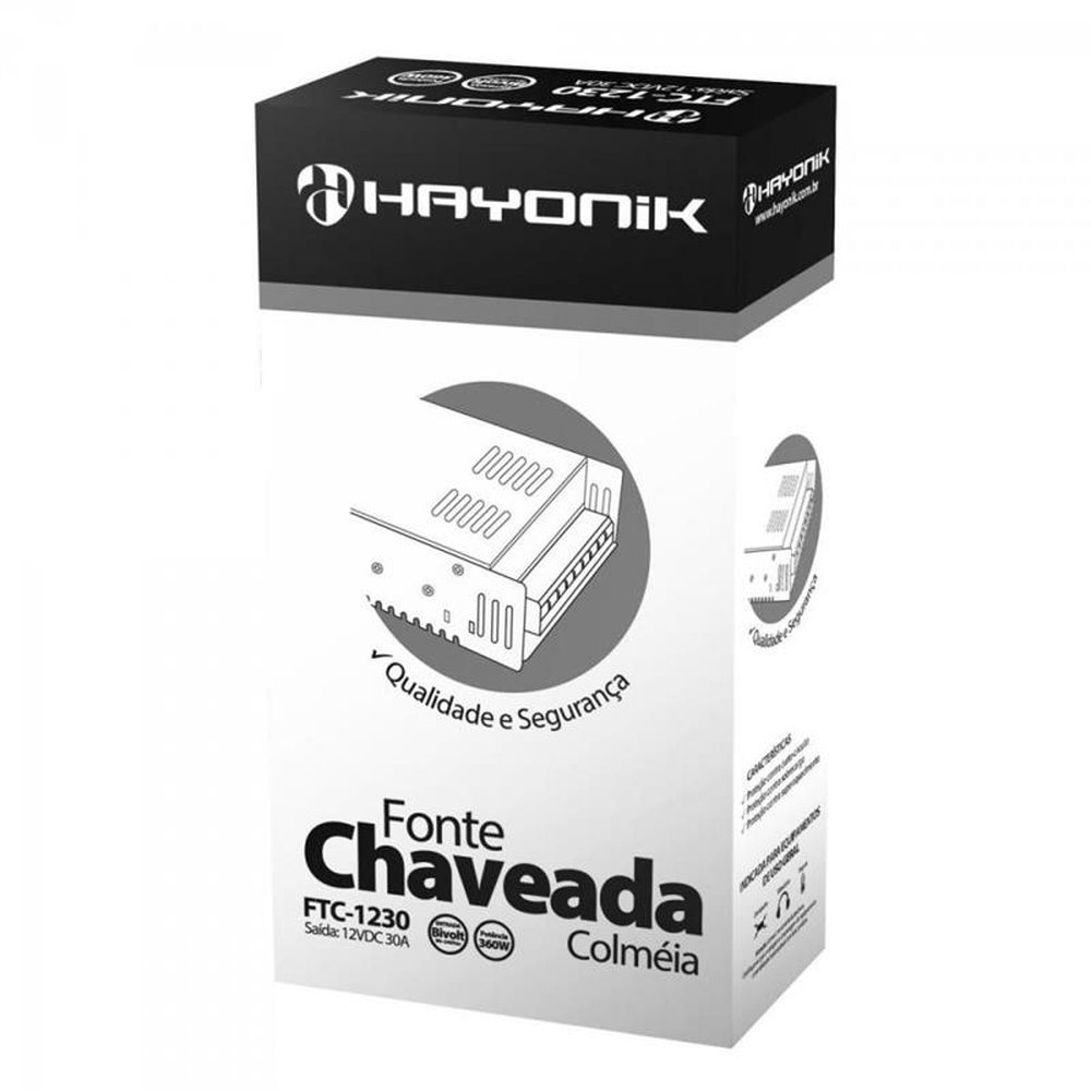 Fonte Colmeia 12VDC 30A 360W Bivolt Manual FTC1230 Hayonik
