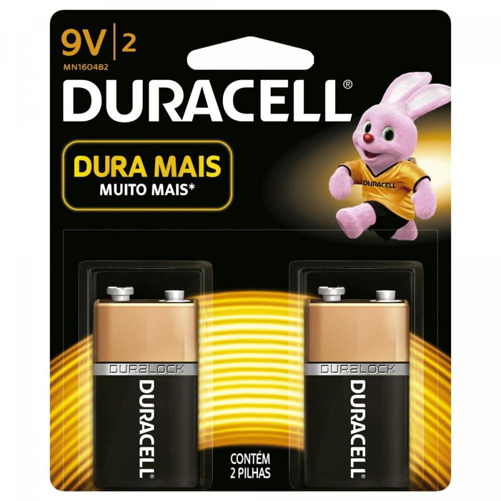 Bateria Alcalina 9V Duralock DURACELL (Cartela com 2 Unid.) Un.Venda: CAR/2