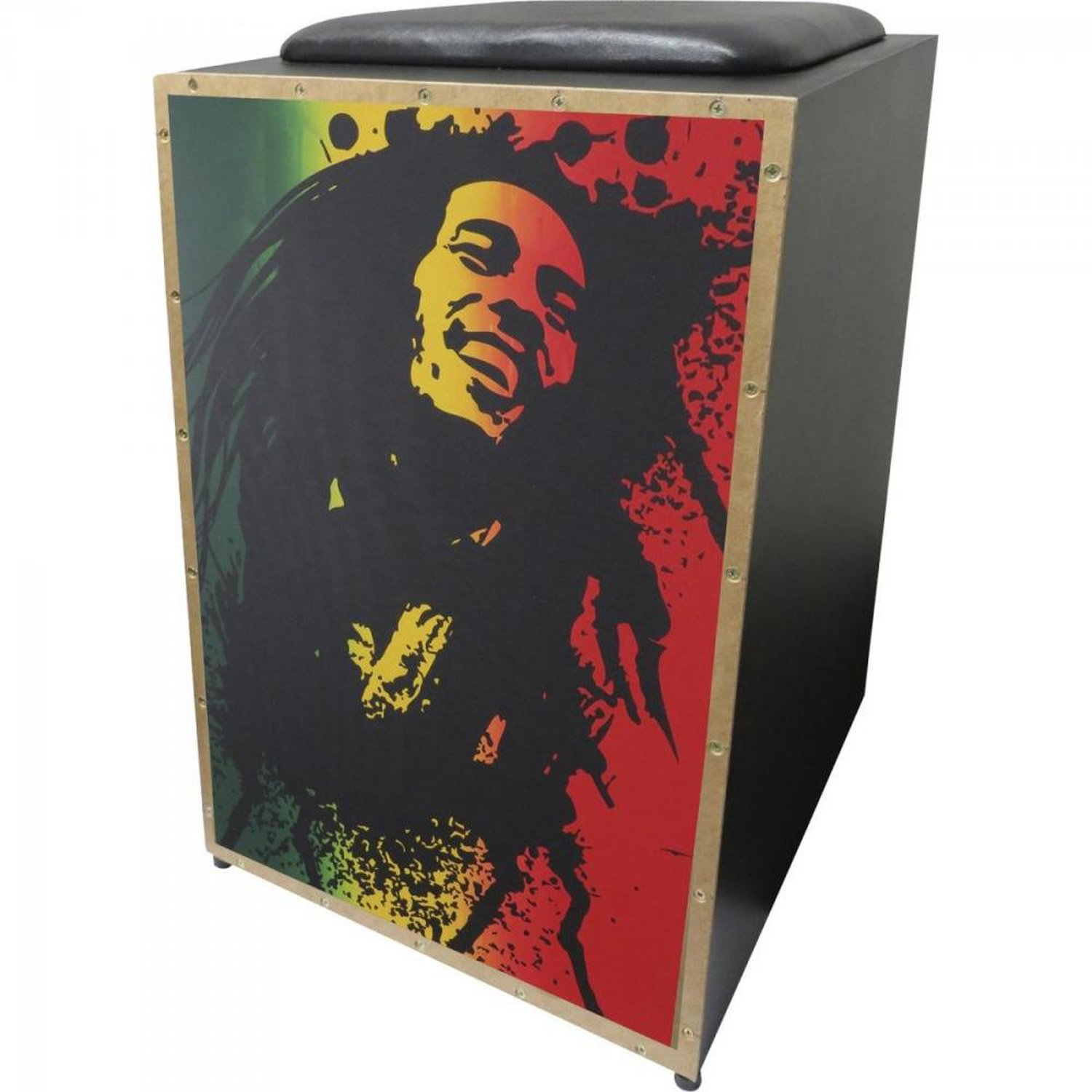 Cajon Eletroacústico Inclinado Profissional K2 COR-002 EQ Bob Marley JAGUAR Un.Venda: PC/1