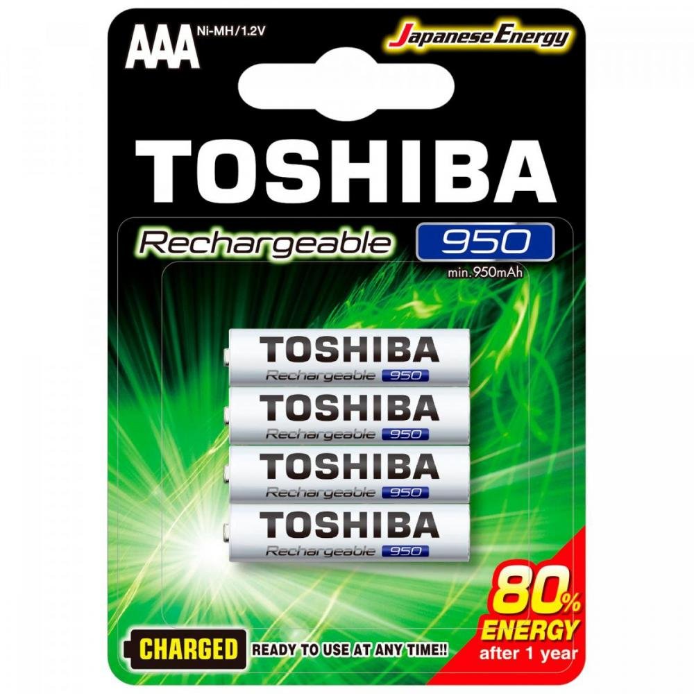 Pilha Recarregável AAA 1,2V 950mAh TNH03GAE Toshiba - Cartela com 4 unidades