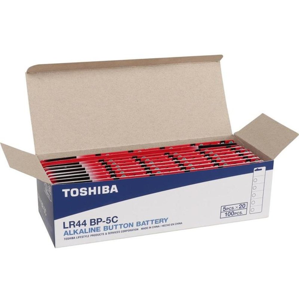 Pilha Botão Alcalina 1,5V LR44 Toshiba - Cartela com 5 pilhas