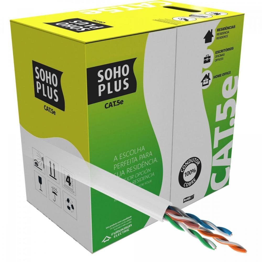 Cabo De Rede Cat.5e U/utp Furukawa Sohoplus, Cmx, 305 Metros - Branco - 23200101