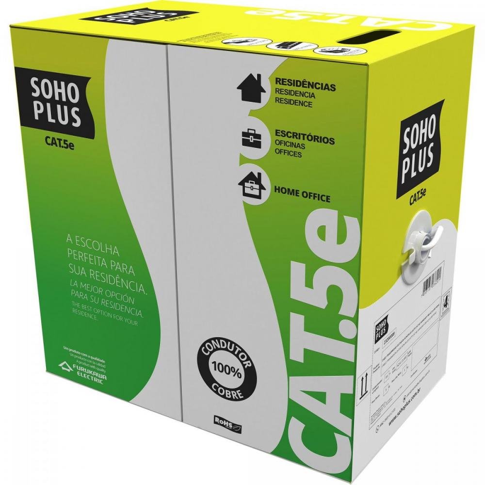 Cabo De Rede Cat.5e U/utp Furukawa Sohoplus, Cmx, 305 Metros - Branco - 23200101