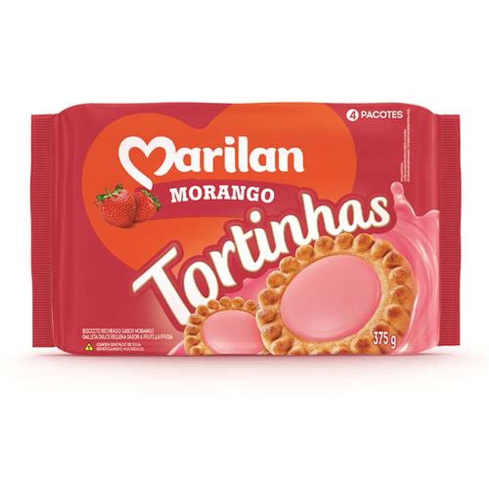 Biscoito Marilan Tortinha Morango 375g (caixa com 20 unidades)