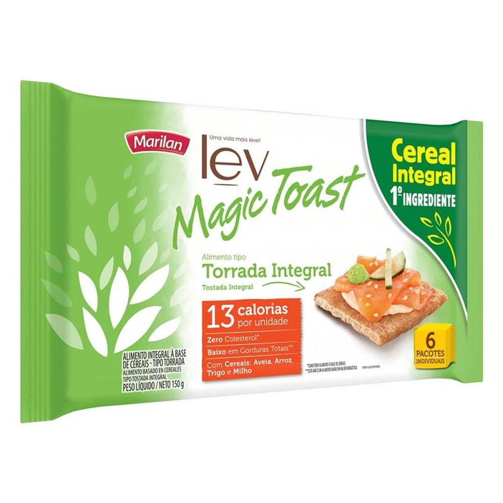 Torrada Lev Magic Toast Integral 150g (caixa com 24 unidades)