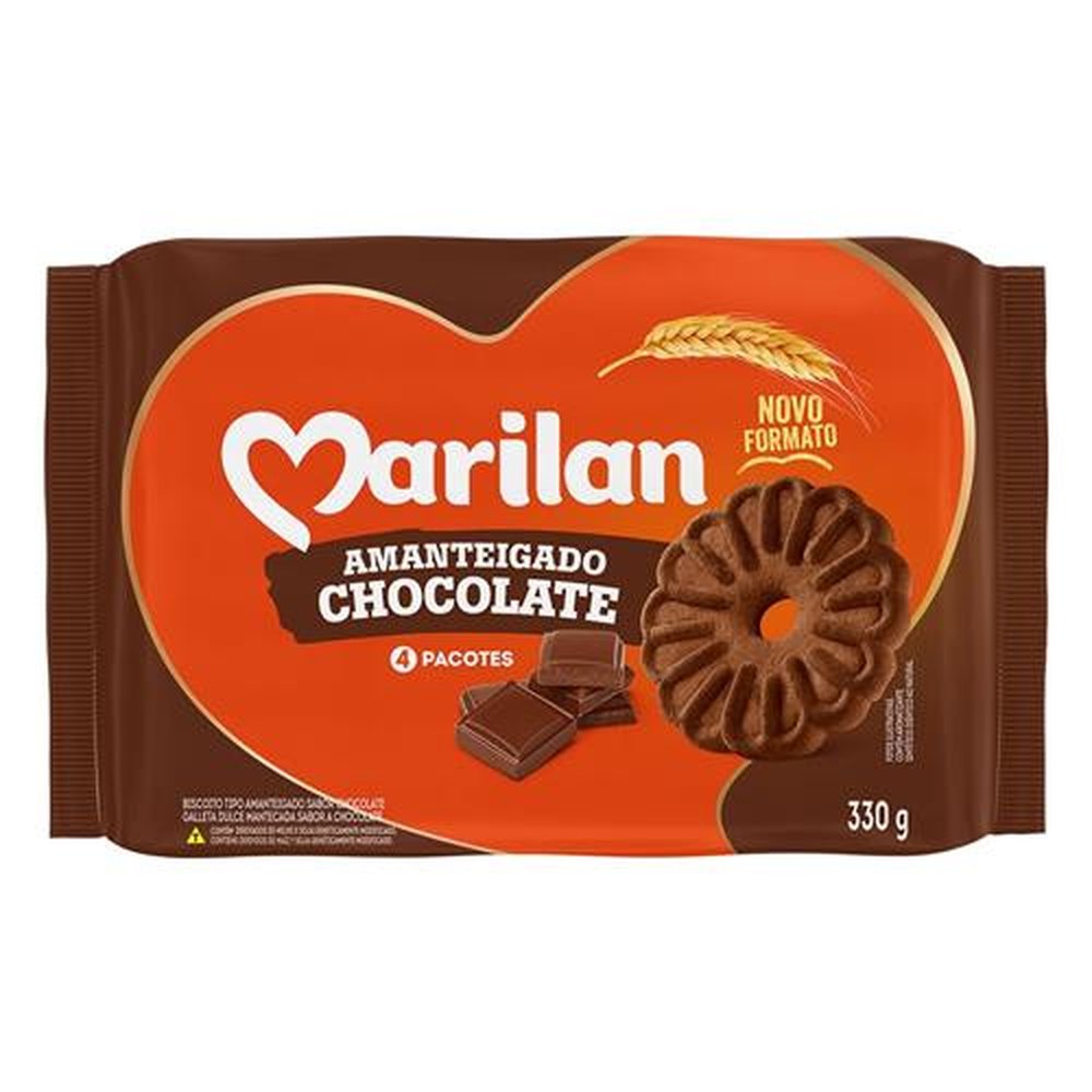 Biscoito Marilan Amanteigado Chocolate 330g (caixa com 30 unidades)