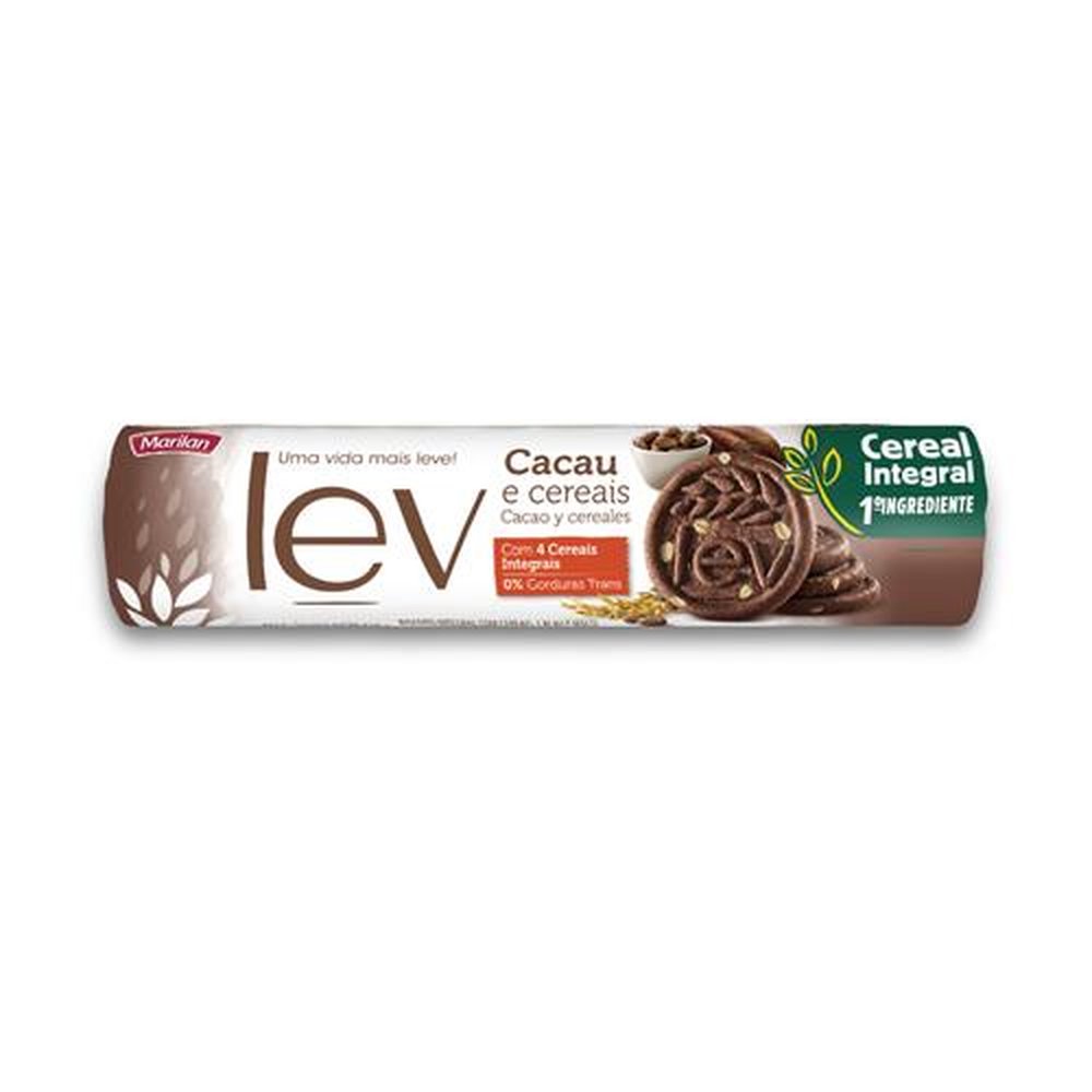 Biscoito Lev Cacau e Cereais 150g (caixa com 32 unidades)