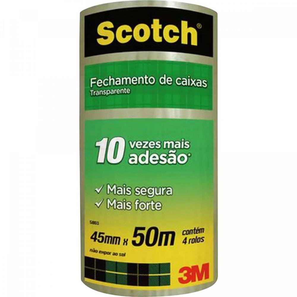 Fita de Empacotamento 45mm x 50m BOPP Transparente 3M Un.Venda: MVA/4