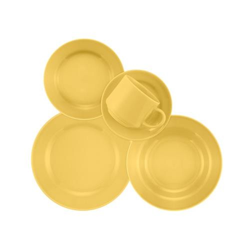 Aparelho de Jantar 20 peças Cerâmica Donna Amarelo Biona