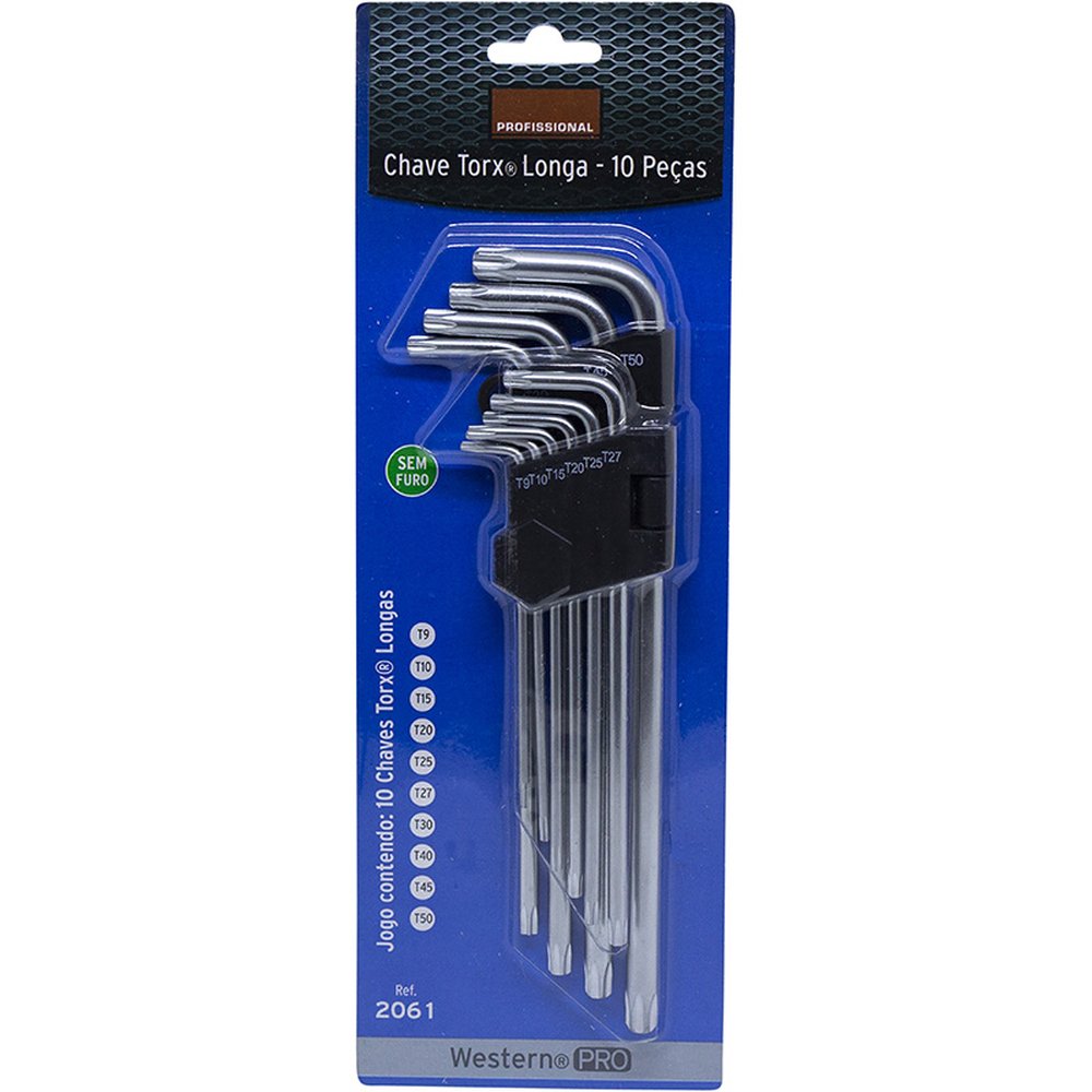 Chave Torx Longa Sem Furo 10 Pecas - Western