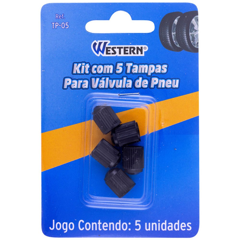 Tampas Valvula Pneu Preta Jogo 5 Peças - Western