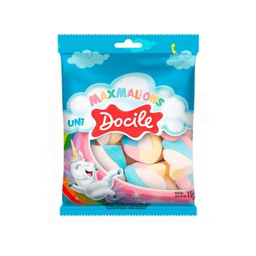 Caixa Marshmallow Twist Unicórnio 24 Unidades De 15g Baunilha Docile