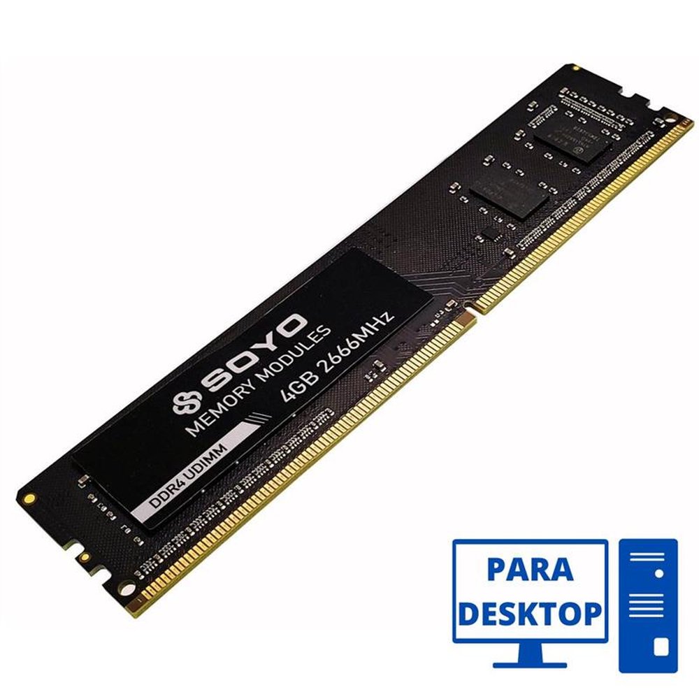 Memória 4GB UDIMM DDR4 2666Mhz SOYO - KIT COM 10 UNIDADES