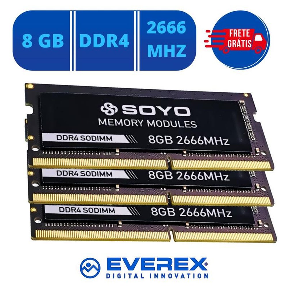 KIT RAM 8GB SODIMM DDR4 2666Mhz, 3 Unidades - SOYO