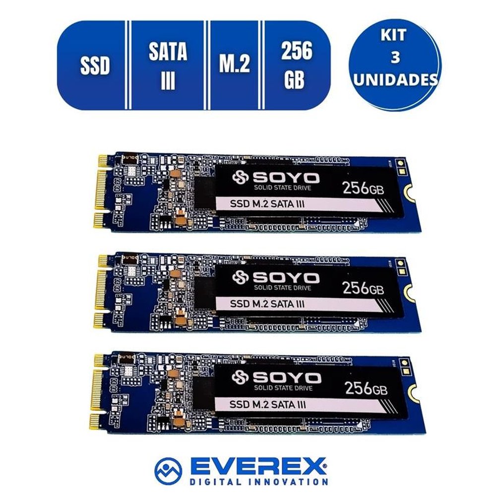 SSD 256GB M.2 SATA III - SOYO - Kit Com 3 Unidades