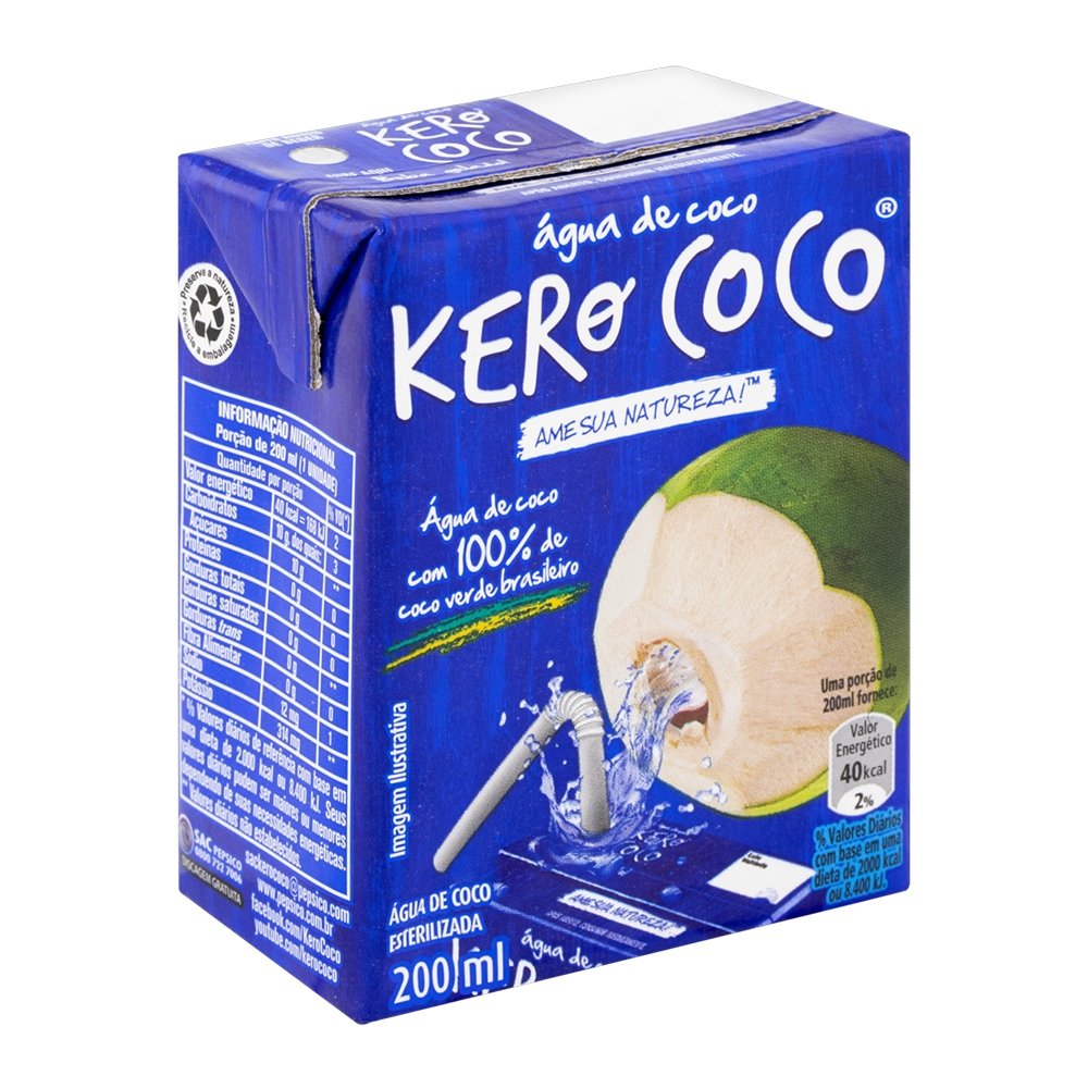 Água de Coco Kero Coco Tetra Pack 200ml - Embalagem com 27 Unidades