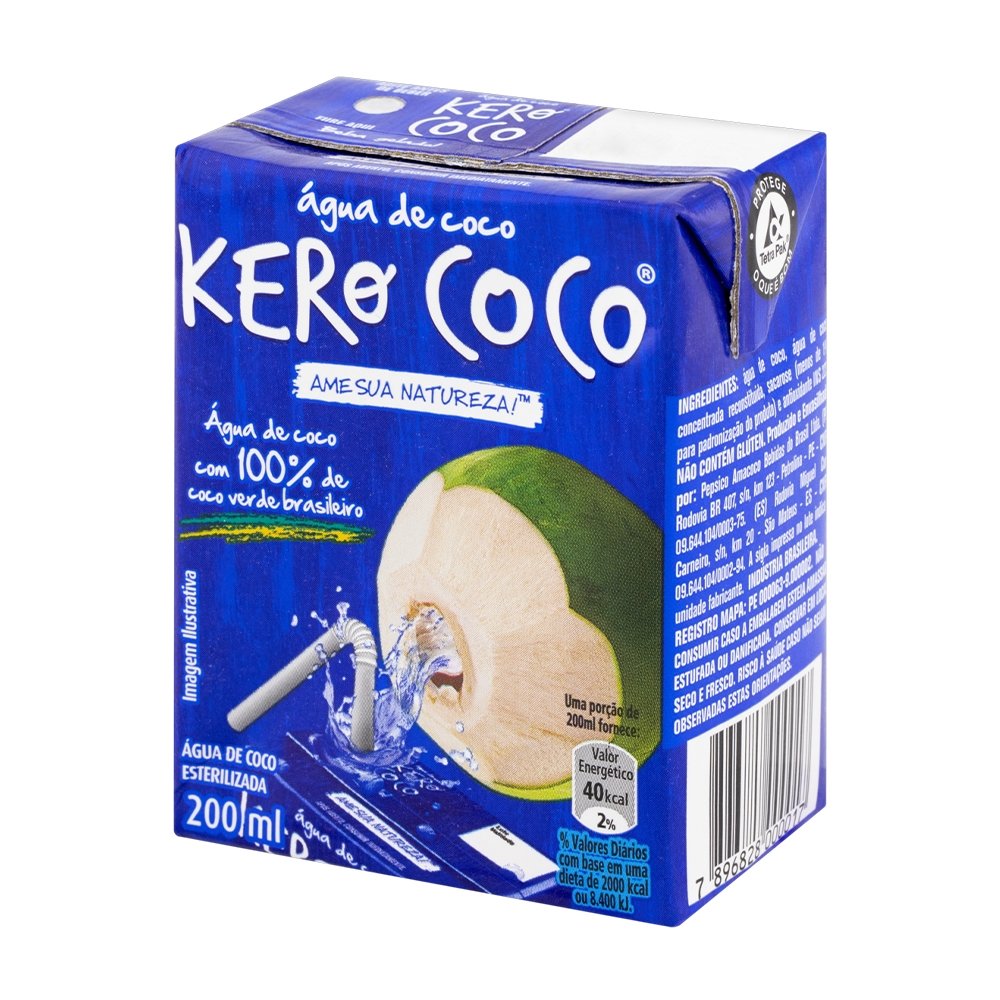 Água de Coco Kero Coco Tetra Pack 200ml - Embalagem com 27 Unidades