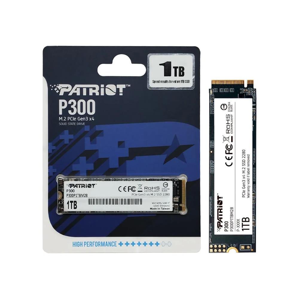 SSD, 1tb, M.2 NVME PCIE, 2100MB/S Leit - 1650MB/S Grav, P300P1TBM28, Patriot