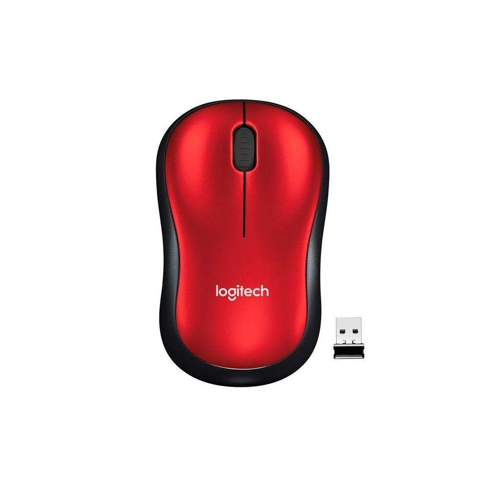 Mouse Sem Fio Logitech M185 - Vermelho - 910-003635