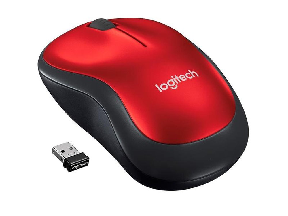 Mouse Sem Fio Logitech M185 - Vermelho - 910-003635