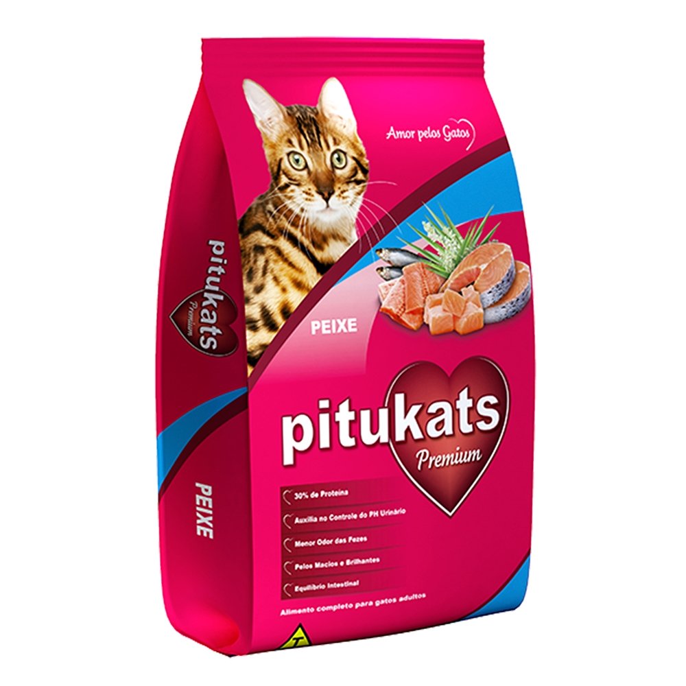 Ração Pitukats Premium Gatos Adultos Peixe 1Kg