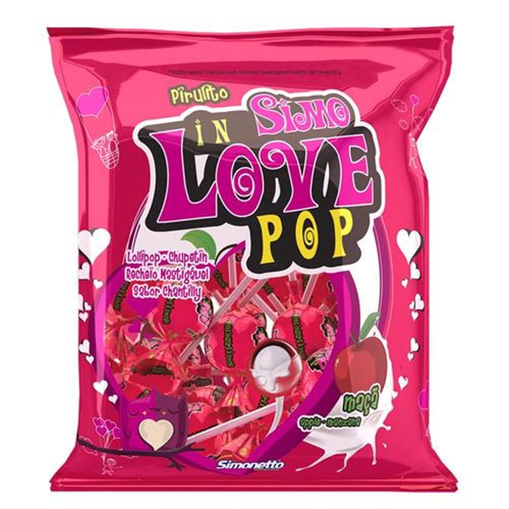 Pirulito In Love Pop Maçã 360g (caixa com 24 pacotes)